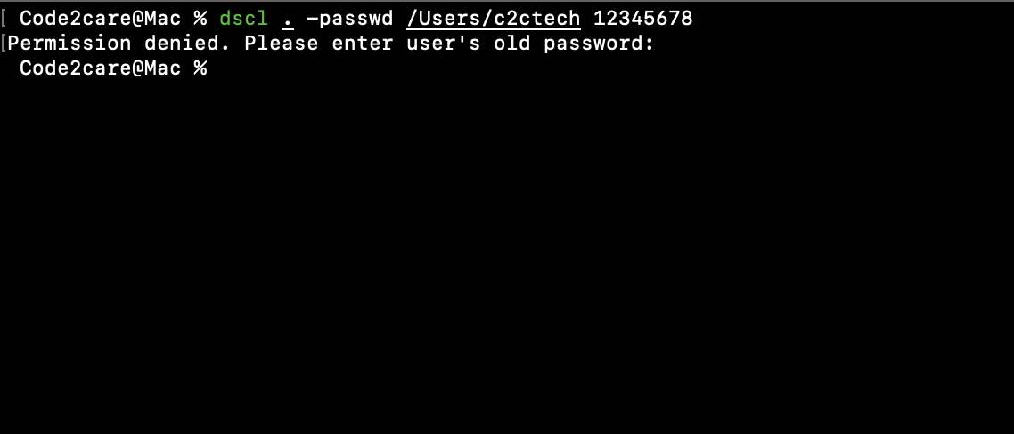 Reset Mac Password using Terminal Command